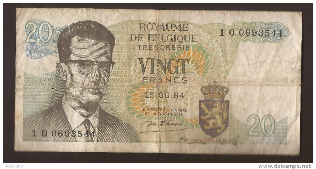 België Belgique Belgium 15 06 1964 20 Francs Atomium Baudouin. 1 O 0693544 - 20 Francos