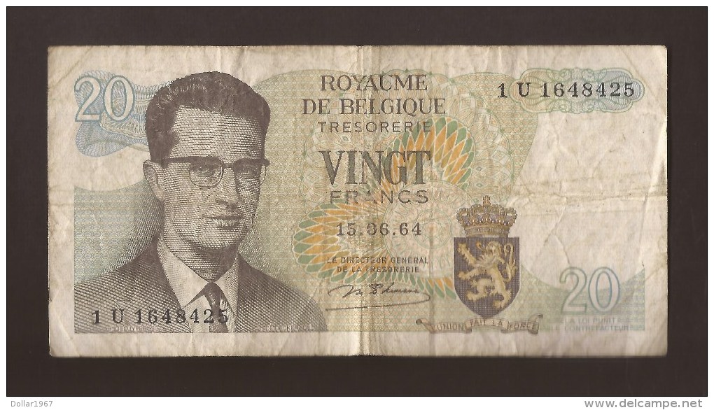 België Belgique Belgium 15 06 1964 20 Francs Atomium Baudouin. 1 U 1648425. - 20 Francs