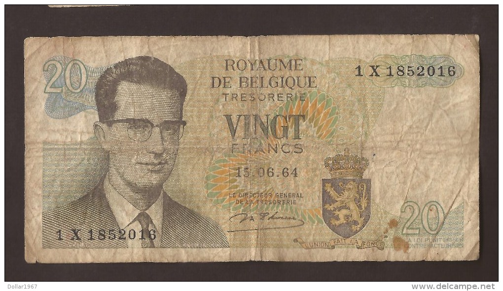 België Belgique Belgium 15 06 1964 20 Francs Atomium Baudouin. 1 X 1852016 - 20 Franchi