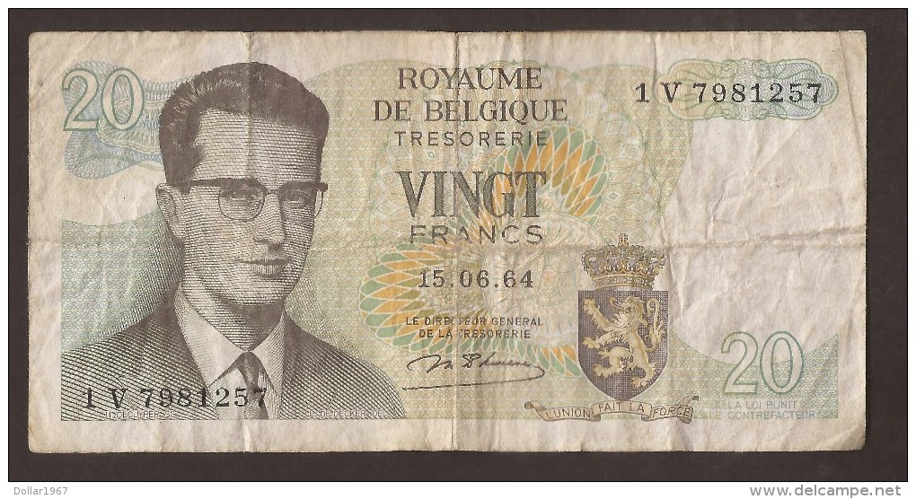 België Belgique Belgium 15 06 1964 20 Francs Atomium Baudouin. 1 V 7981257 - 20 Franchi