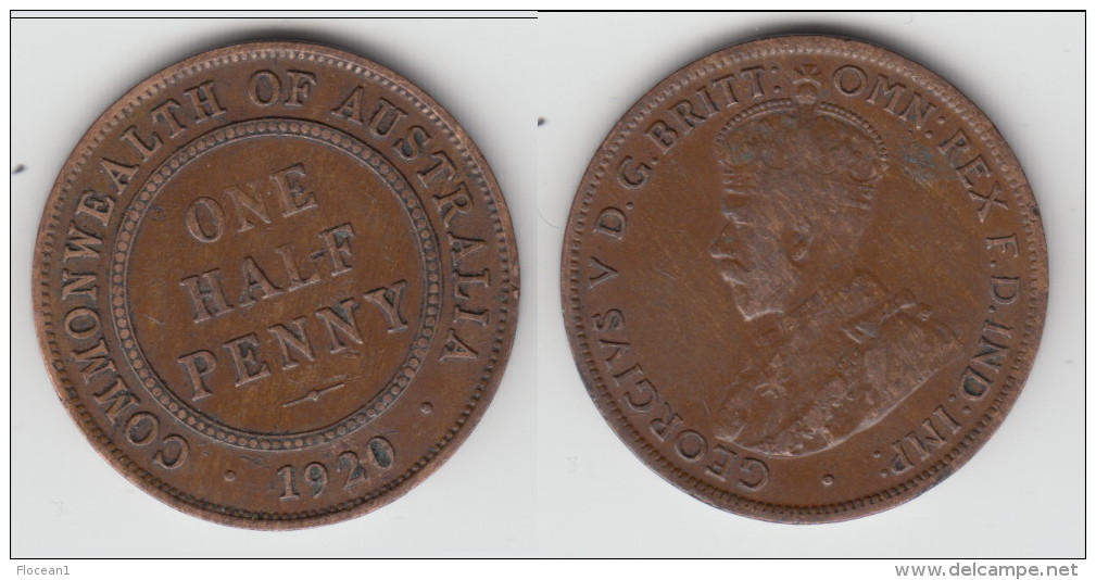 **** AUSTRALIE - AUSTRALIA - 1/2 PENNY 1920 - HALF PENNY 1920 GEORGE V **** EN ACHAT IMMEDIAT !!! - ½ Penny