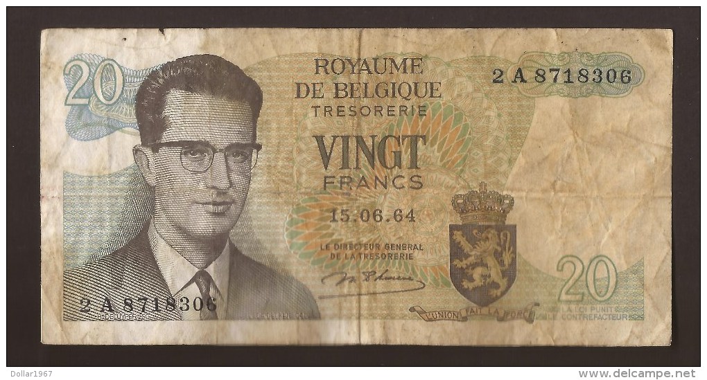 België Belgique Belgium 15 06 1964 20 Francs Atomium Baudouin. 2 A 8718306 - 20 Franchi