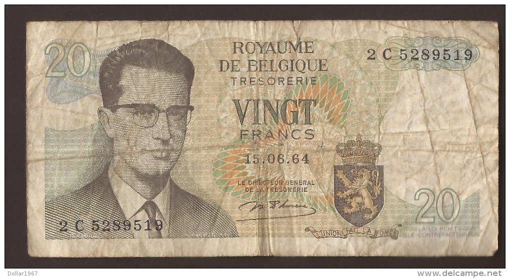 België Belgique Belgium 15 06 1964 20 Francs Atomium Baudouin. 2 C 5289519 - 20 Franchi