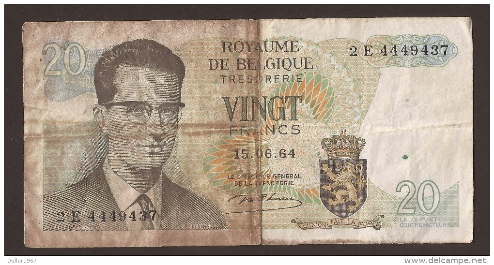 België Belgique Belgium 15 06 1964 20 Francs Atomium Baudouin. 2 E 4449437 - 20 Francs