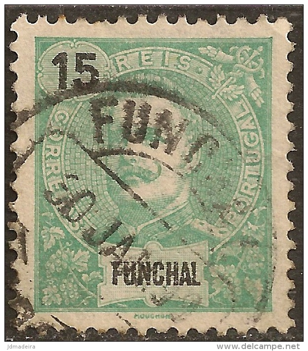 Funchal – 1898 King Carlos 15 Réis Used Stamp - Funchal