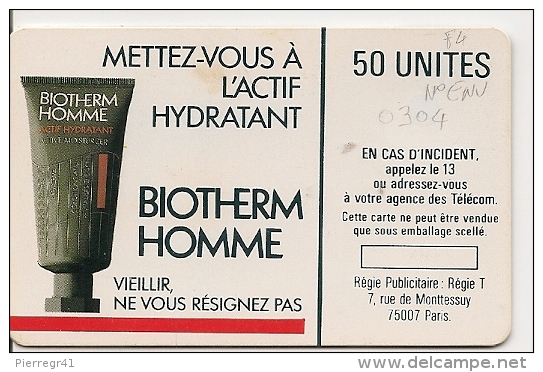 CARTE-PUBLIC-1987-F 4-50U-SO1-BIOTHERM ROSEE-V° N° 0304 Inversé-UTILISEE-TB E- - 1987