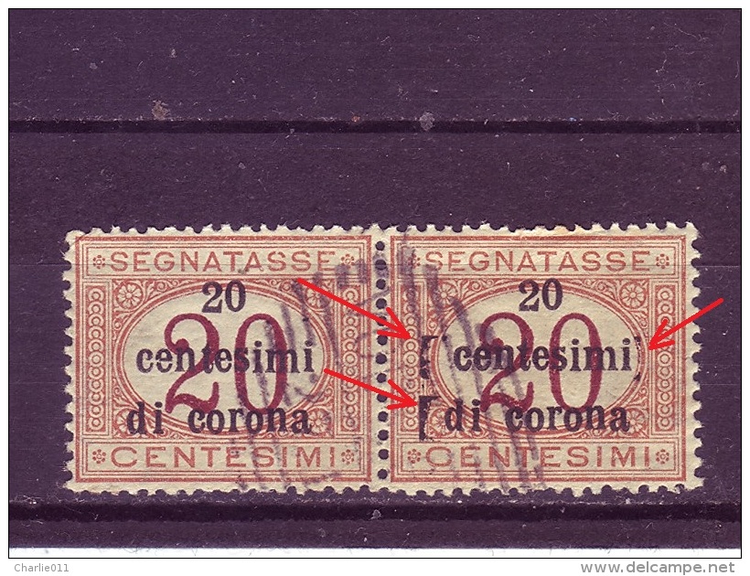 PORTO-NUMBERS-20C-PAIR-OVERPRI NT-20 CENTESIMI-ERROR-RARE-DALMATIA OCCUPATION-ITALY-1919 - Dalmatia