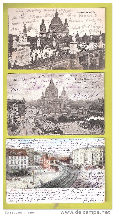 3 Drei Three BERLIN  USED + STAMPS Germany Postcards Lot B0910 - Andere & Zonder Classificatie