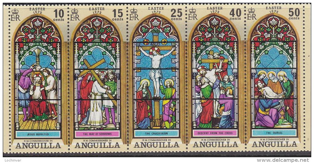 ANGUILLA, 1972 EASTER STRIP 5 MNH - Anguilla (1968-...)