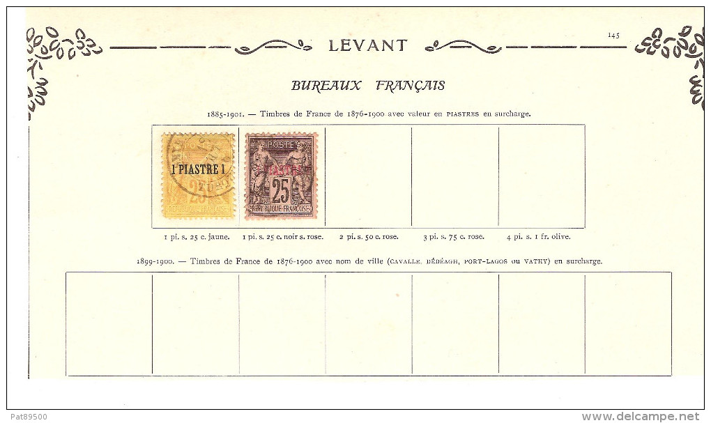 LEVANT FRANCAIS  1885/1901 Lot De 2 Timbres Oblitérés Avec Charnières Sur Fragment De  Page D´ancien Album - Oblitérés