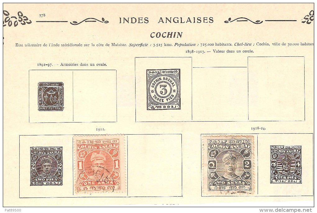 COCHIN  / Lot De 2 Timbres Oblitérés De 1911 Et 1918 Oblitéré Sur Fragment Avec  Charnière - Cochin