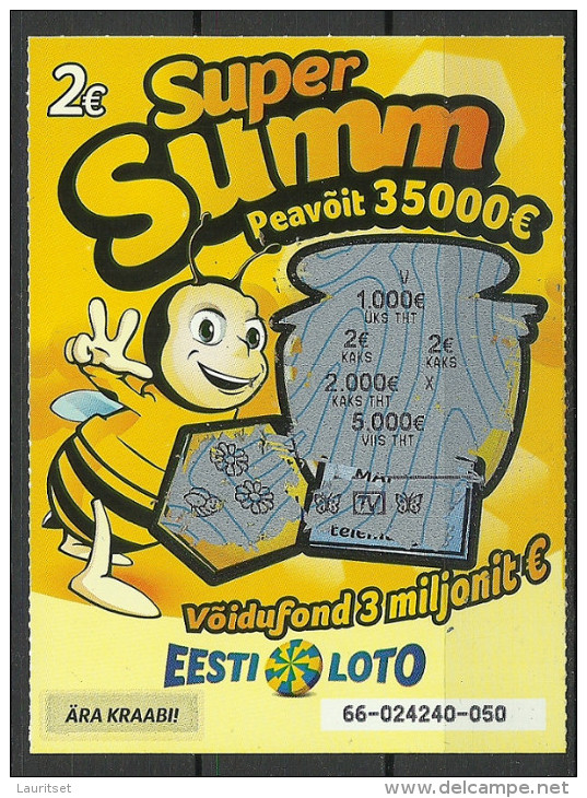 ESTLAND Estonia Estonie Lotterielos Lottery Ticket Biene - Lotterielose