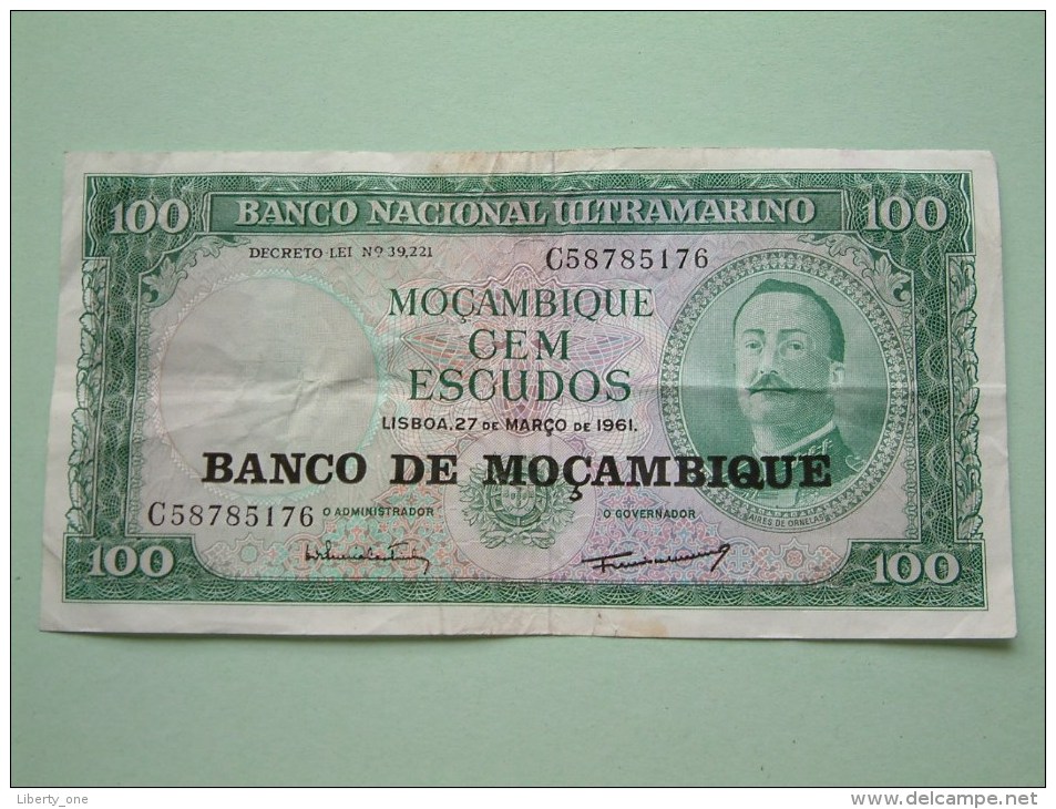 CEM ( 100 ) ESCUDOS Lisboa 27 De Março De 1961 BANCO DE MOCAMBIQUE C58785176 ( For Grade, Please See Photo ) ! - Mozambico