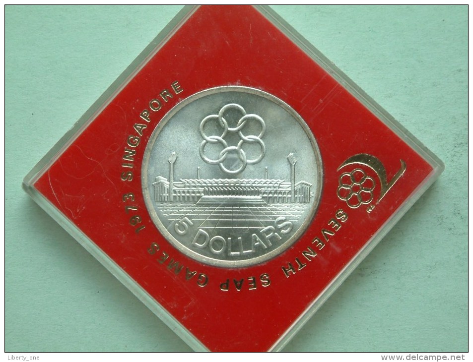 5 DOLLARS 1973 Seventh SEAP Games ( Silver ) KM 10 ( For Grade, Please See Photo ) ! - Singapore