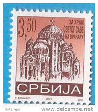 2001  SERBIA SRBIJA JUGOSLAVIJA  TEMPEL DES HEILIGEN SAVA BEOGRAD MBH - Liefdadigheid