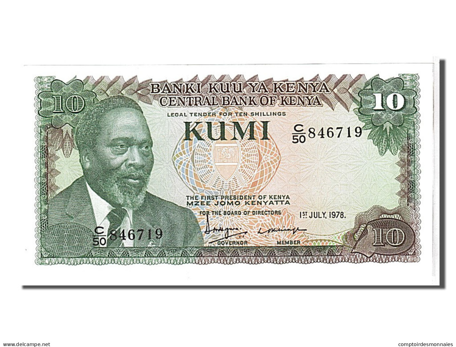 Billet, Kenya, 10 Shillings, 1978, KM:16, NEUF - Kenia