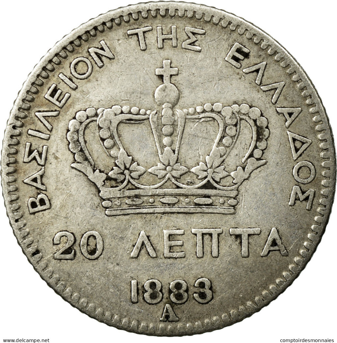 Monnaie, Grèce, George I, 20 Lepta, 1883, Paris, TTB, Argent, KM:44 - Grèce