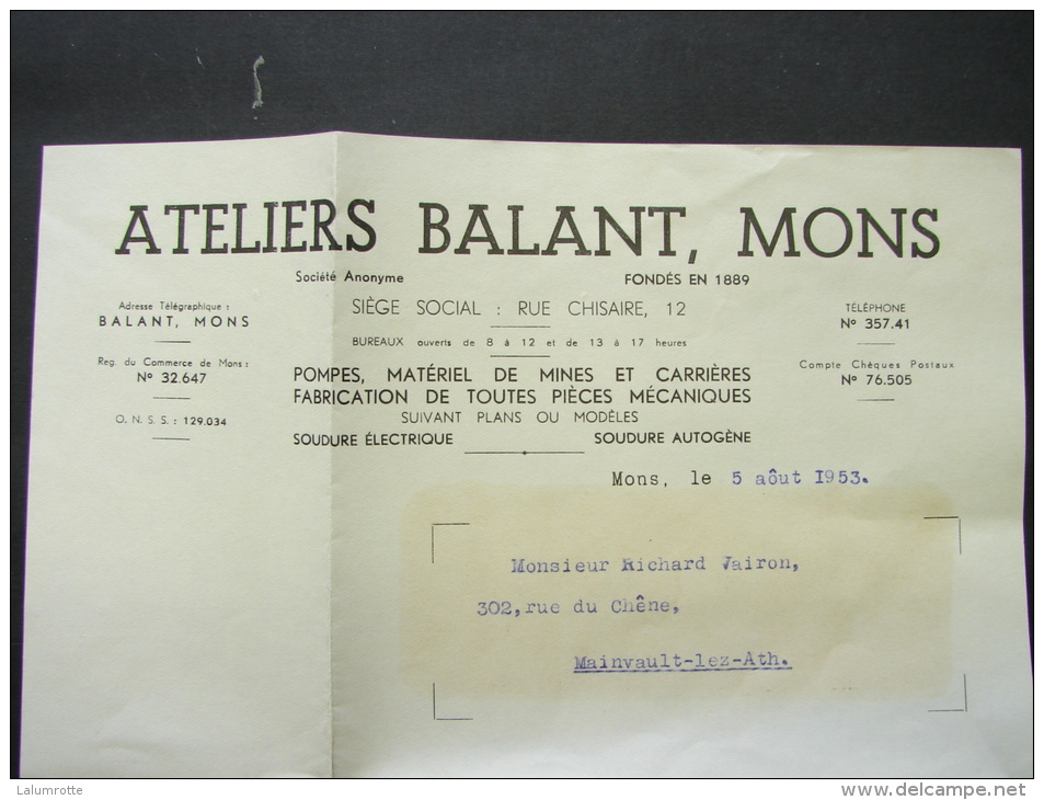 Fac. 4. Ateliers Balant, Mons - 1950 - ...