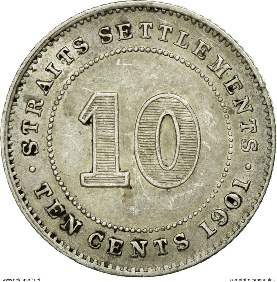 Monnaie, Straits Settlements, Victoria, 10 Cents, 1901, SUP, Argent, KM:11 - Colonies