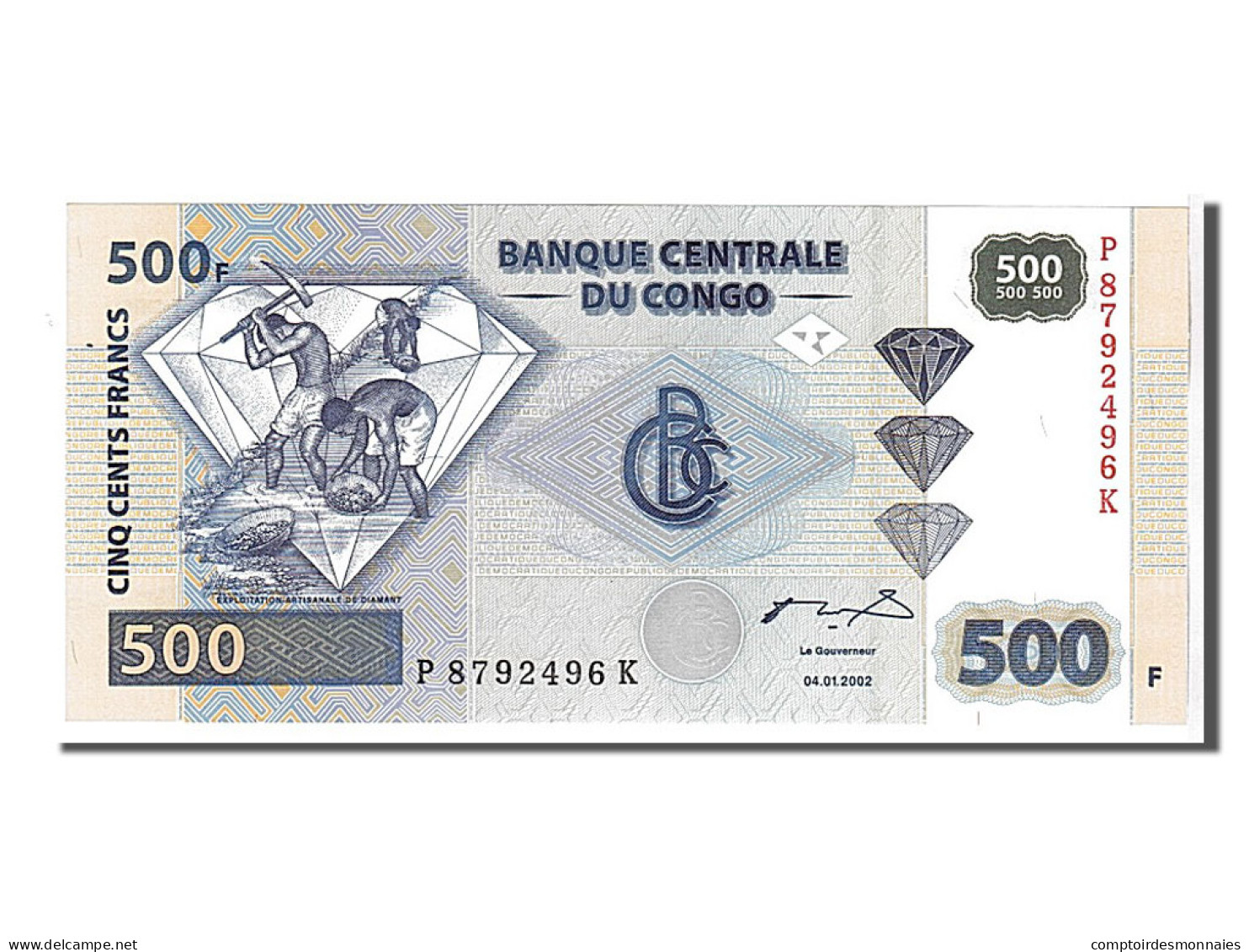 Billet, Congo Democratic Republic, 500 Francs, 2002, KM:96a, NEUF - Democratic Republic Of The Congo & Zaire