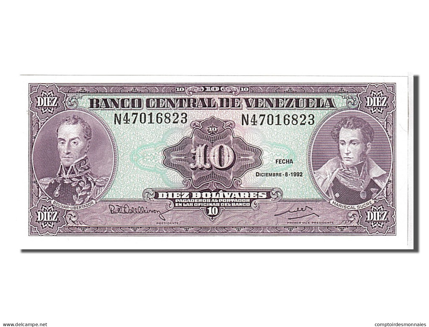 Billet, Venezuela, 10 Bolívares, 1992, KM:61c, NEUF - Venezuela