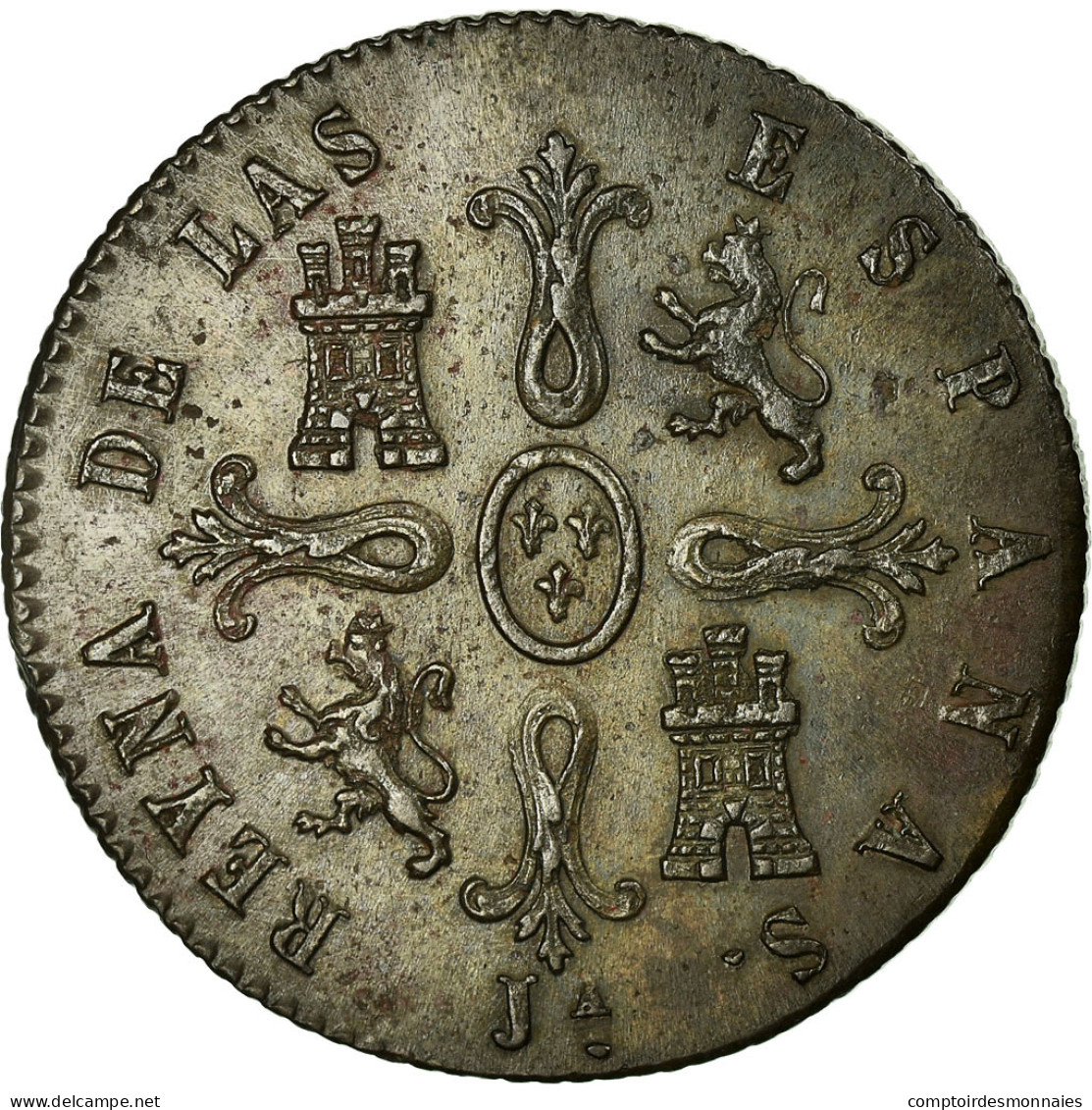 Monnaie, Espagne, Isabel II, 8 Maravedis, 1848, Jubia, SUP, Cuivre, KM:531.2 - Premières Frappes