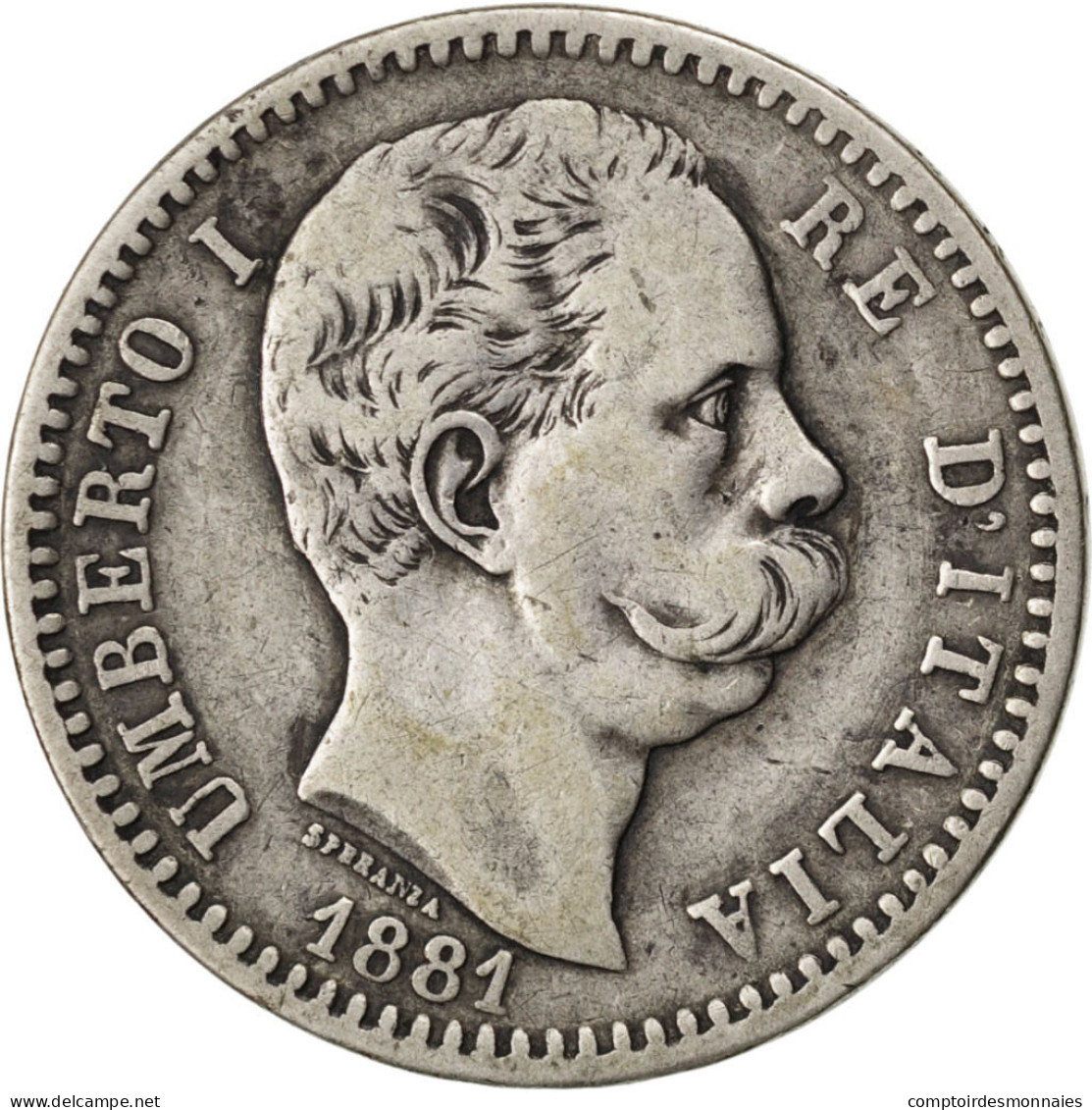 Monnaie, Italie, Umberto I, 2 Lire, 1881, Rome, TB, Argent, KM:23 - 1878-1900 : Umberto I