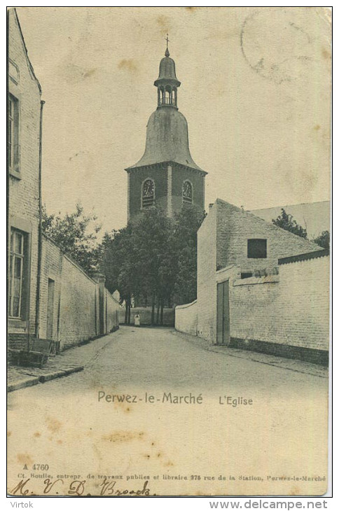 Perwez-le-marché : L'église   ( Ecrit 1908 Avec Timbre ) - Perwez