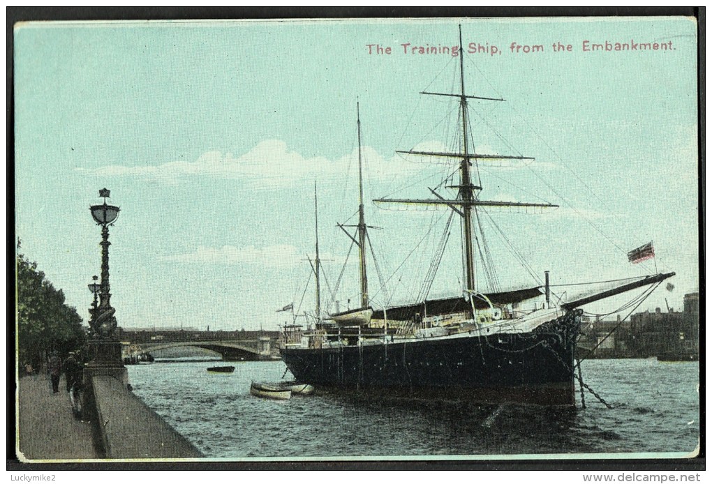 "The Training Ship  On The Thames",   ("Buzzard" 1887-1921). - Sailing Vessels