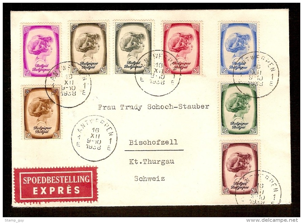 Nrs. 488 T/e/m 495 Verstuurd Per EXPRES  Van ANTWERPEN Naar BISCHOFSZELL ( ZWITSERLAND / SCHWEIZ / SUISSE ) Dd. 16/12/38 - Lettres & Documents