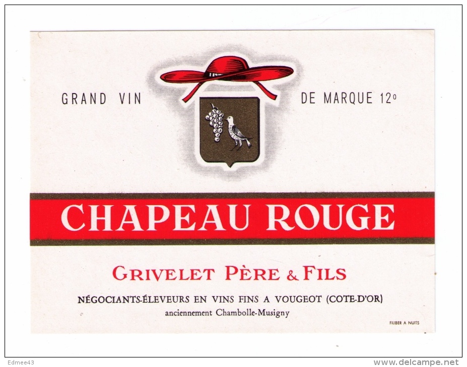 Étiquette Maison Grivelet Père & Fils, Vougeot, Côte-d'Or, Années 1970 - Papes