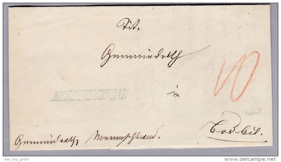 Heimat AG Meerenschwand 185? Blau Lang-Kursiv-Stempel Auf Grossem Briefteil Nach Bosswil - ...-1845 Precursores