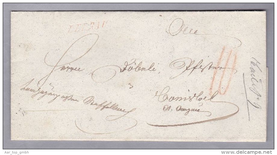 Heimat AG LEERAU 1855-01-18 Rot Lang-Kursiv-Stempel Nach Goniswil - ...-1845 Prephilately