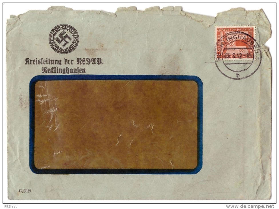 Briefumschlag , Kreisleitung Der NSDAP Recklinghausen 1942 !!! - Brieven En Documenten