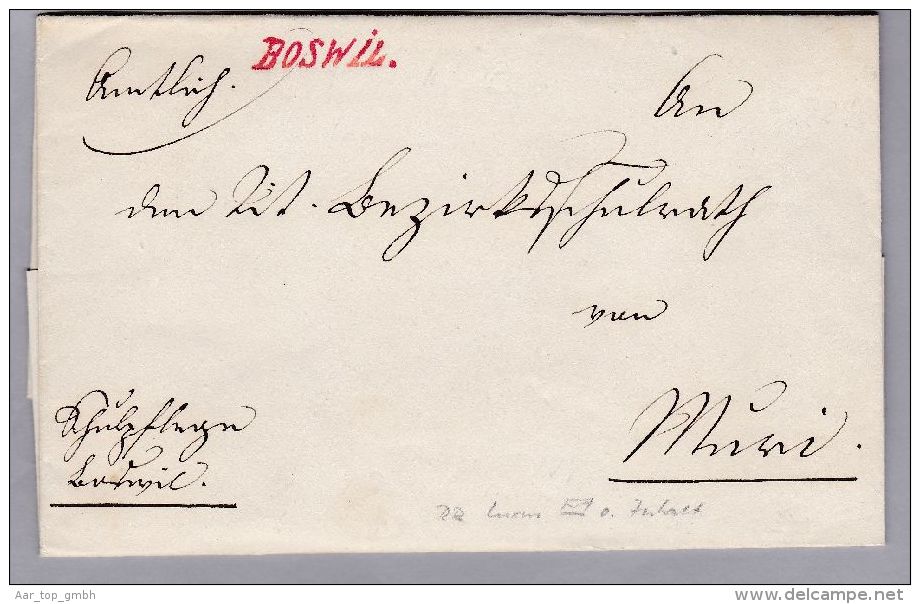 Heimat AG BOSWYL 18?? Auf Amtlich Brief Hülle  Nach Muri - Seltener Stempel - ...-1845 Préphilatélie