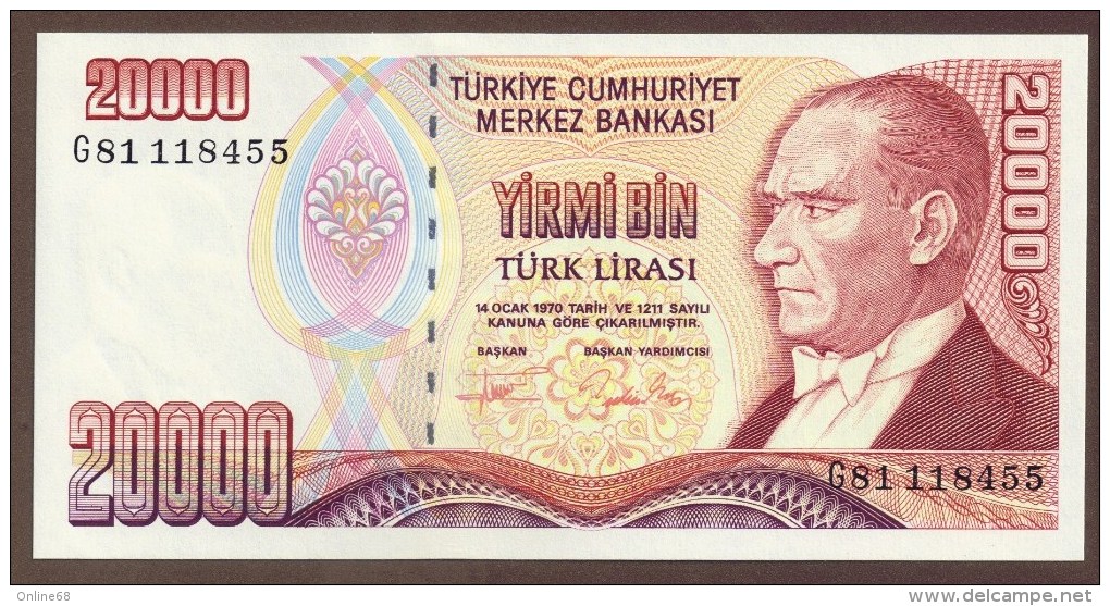 TURQUIE 20.000 Türk Liras&#305; L. 1970  SERIE G - Turquie