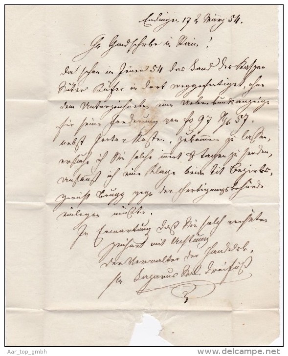 Heimat AG ENDINGEN 1854-03-18 Sw Kursiv-Lang-Stempel Auf B.O.M. Nach Rain - ...-1845 Préphilatélie