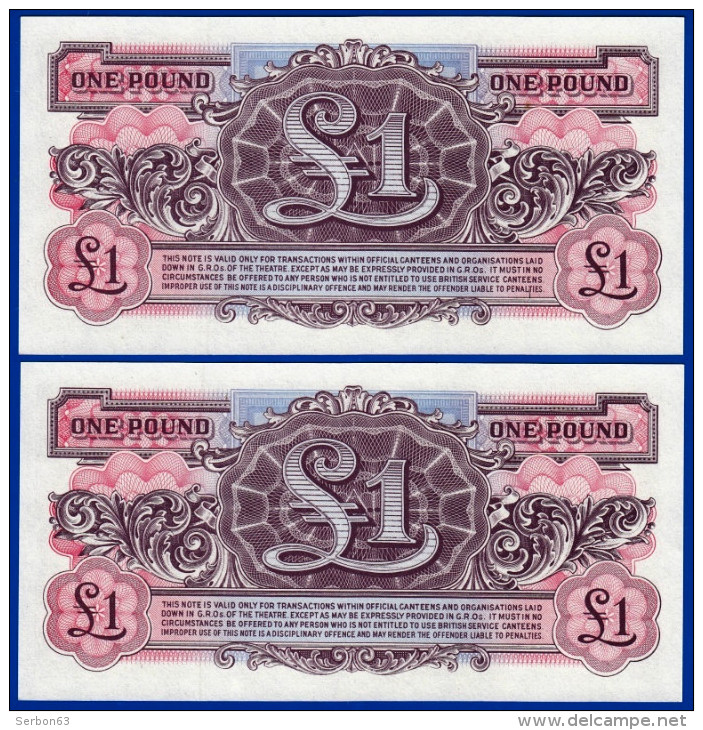 2 BILLETS SE SUIVANT 1£ ONE POUND BRITISH ARMED FORCES SPECIAL VOUCHER 2ième SERIE NEUF N°906709 ET 906710 ISSUED BY COM - British Troepen & Speciale Documenten