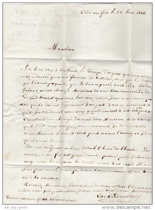 Heimat BEs VERRIERES-SUISSES 1848-06-25 Vorphila-Brief Nach Neuchatel - ...-1845 Voorlopers