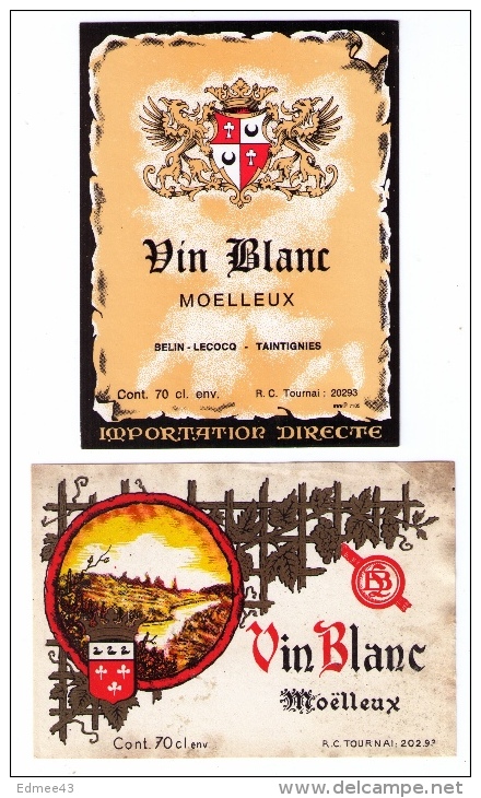 3 Jolies étiquettes De « Vin Blanc Moelleux » Imprimées à Tournai (Belgique), Années 1970 - Belgium