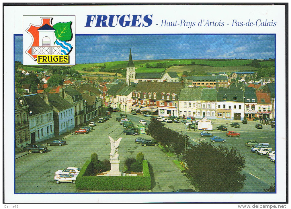 Cpm 62_FRUGES - Haut Pays D'Artois - Vue Panoramique Prise De L'hôtel De Ville - Voitures - Création 1998 - Fruges