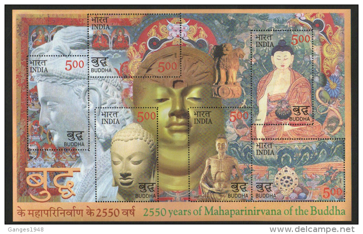 India  2007  Buddha  6v Sovenir Sheet # 62570  Inde Indien - Buddhism