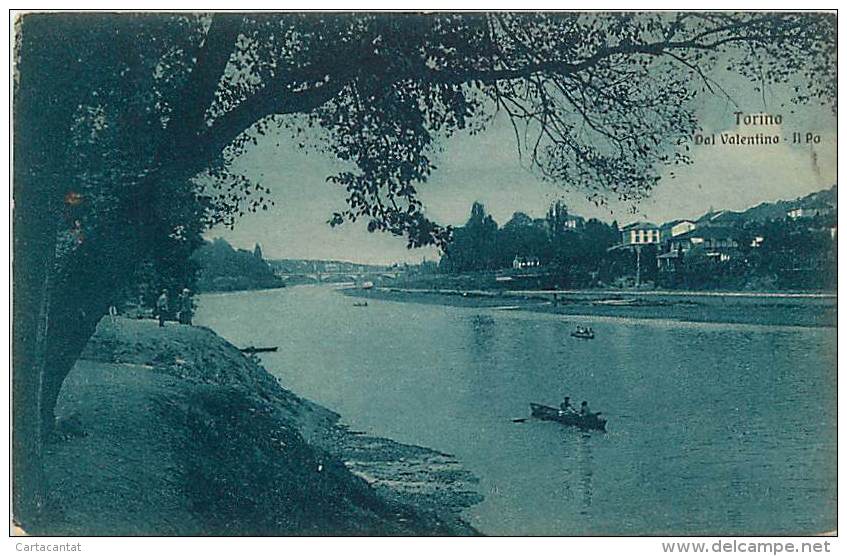 TORINO. IL FIUME PO VISTO DAL VALENTINO. NOSTALGICA CARTOLINA ANNI '20 - Parcs & Jardins