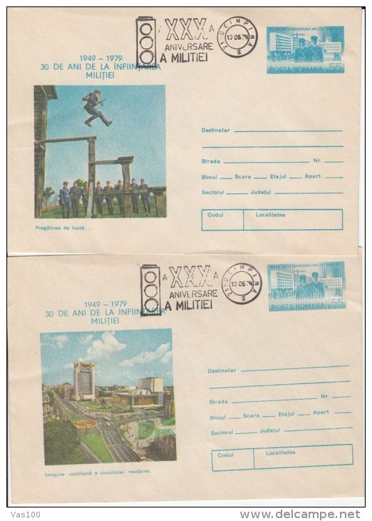 ROMANIAN POLICE ANNIVERSARY, CARS, HORSES, POLICEMENS, COVER STATIONERY, ENTIER POSTAL, 10X, 1979, ROMANIA