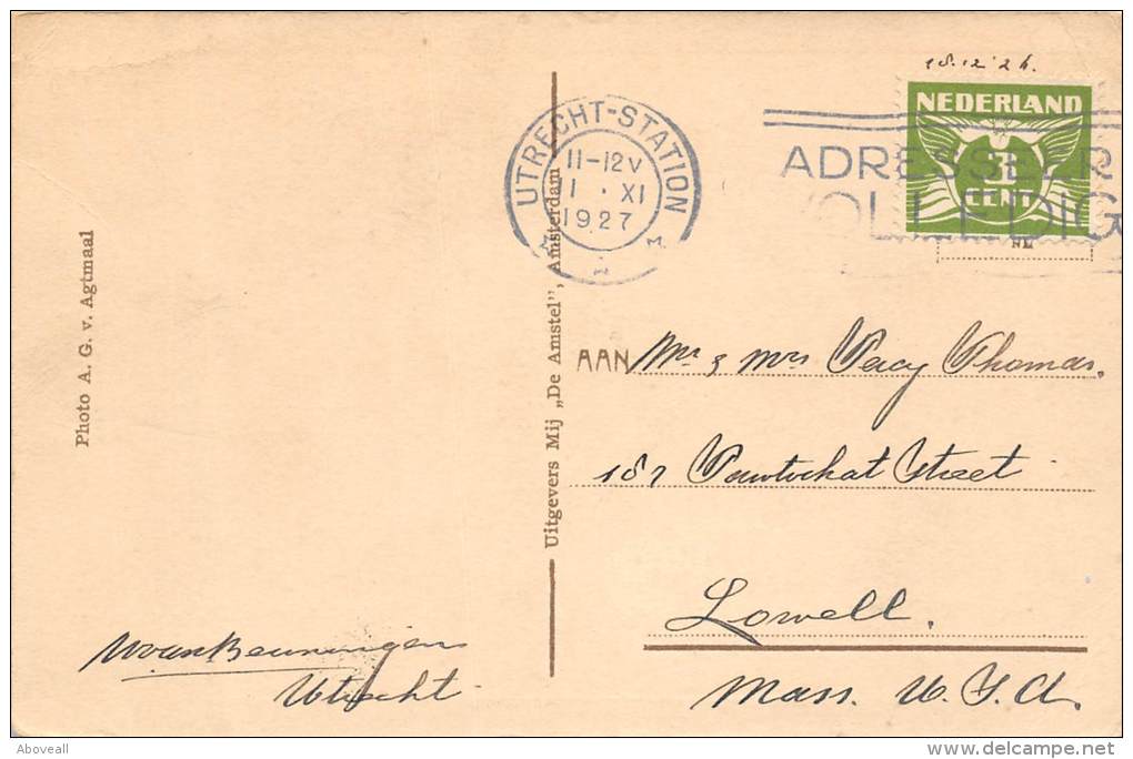 13268   Netherlands Utrecht-station Postmark Cancel 1927 - Lettres & Documents