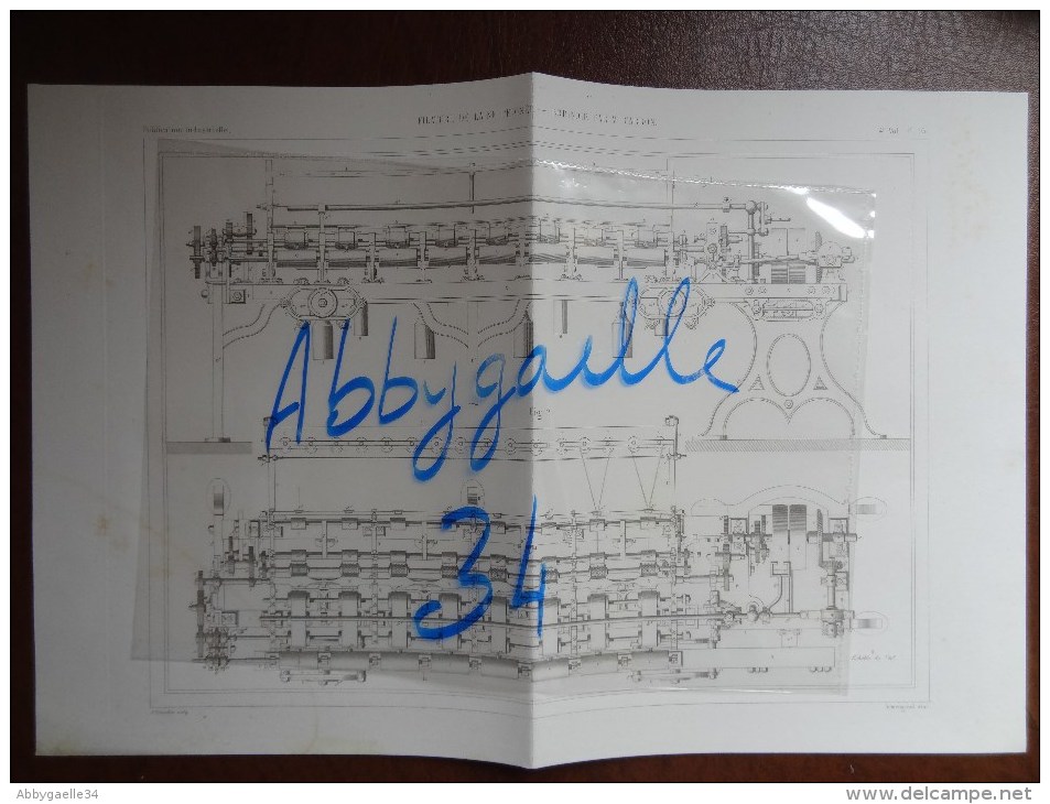 FILATURE DE LAINE PEIGNEE --- BOBINOIR PAR M. CARBON (2 Planches) Publication Industrielle - Machines