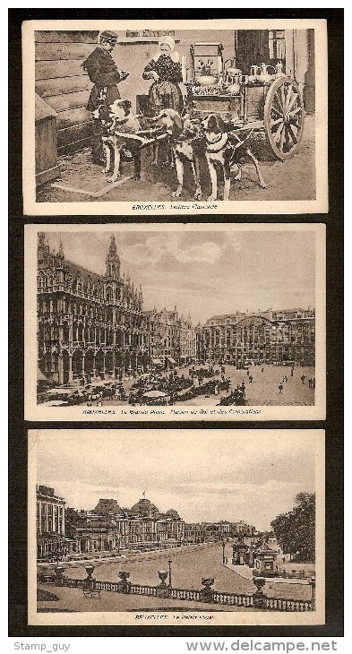 3 Postkaarten Van BRUSSEL : LE PALAIS ROYAL , LA GRANDE PLACE En LAITIERE FLAMANDE ! Inzet 10 € ! - Straßenhandel Und Kleingewerbe