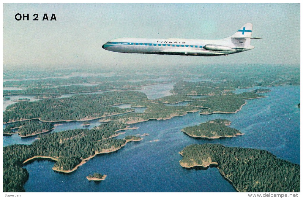 AVIATION CIVILE : ANNÉE: ENV. 1960 - AVION : CARAVELLE En VOL - FINNAIR / FINLAND - CARTE QSL (p-707) - 1946-....: Moderne