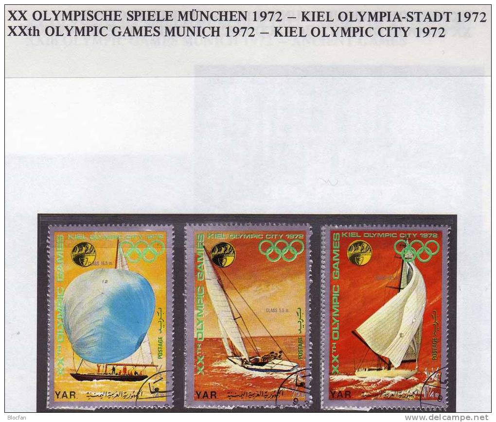 Olympia-Stadt Kiel Segeln Jemen 1426/54,Block 170+171 O 17€ Olympiade München 1972 Ship Sport M/s Olympic Sheet Bf Yemen - Jemen