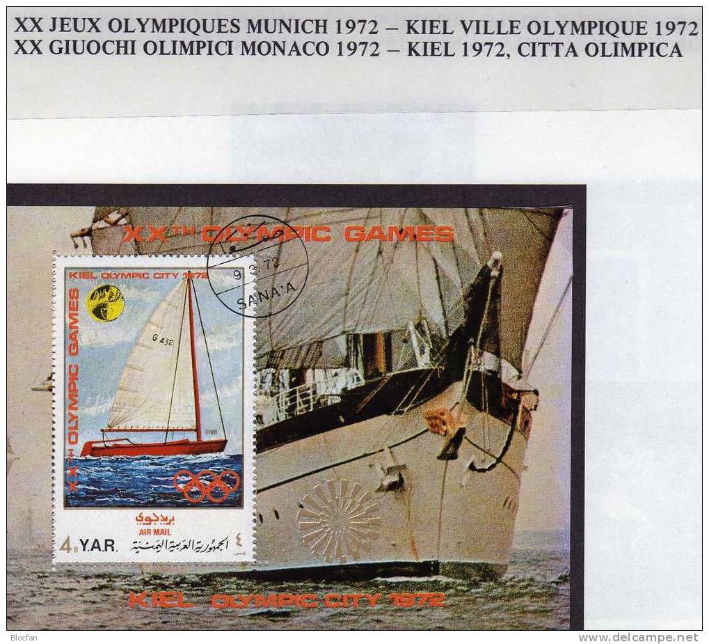 Olympia-Stadt Kiel Segeln Jemen 1426/54,Block 170+171 o 17€ Olympiade München 1972 ship sport m/s olympic sheet bf Yemen